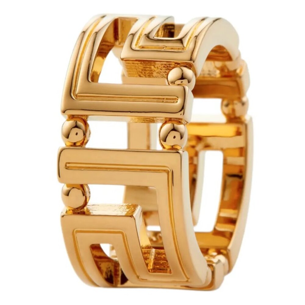 Versace Gold Color Metal "Greca" Fashion Jewelry Ring Sz Italy 9 - Picture 4 of 5